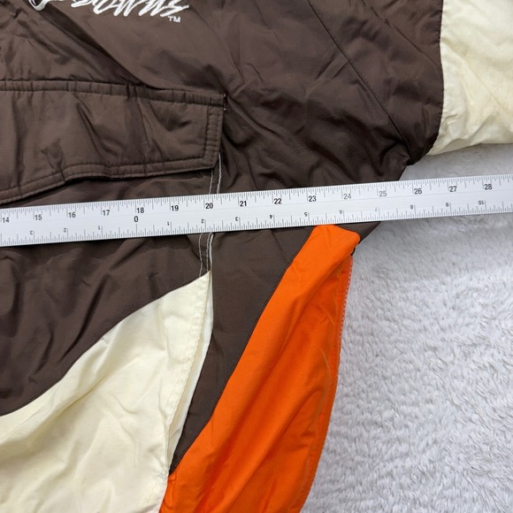 Vintage Logo 7 Cleveland Browns NFL Puffer Jacket Brown Orange Mens Large 90s - Picture 6 of 9